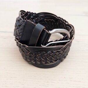 Womens Belt Size M Dark Brown Braided Bonded Leather Western Boho